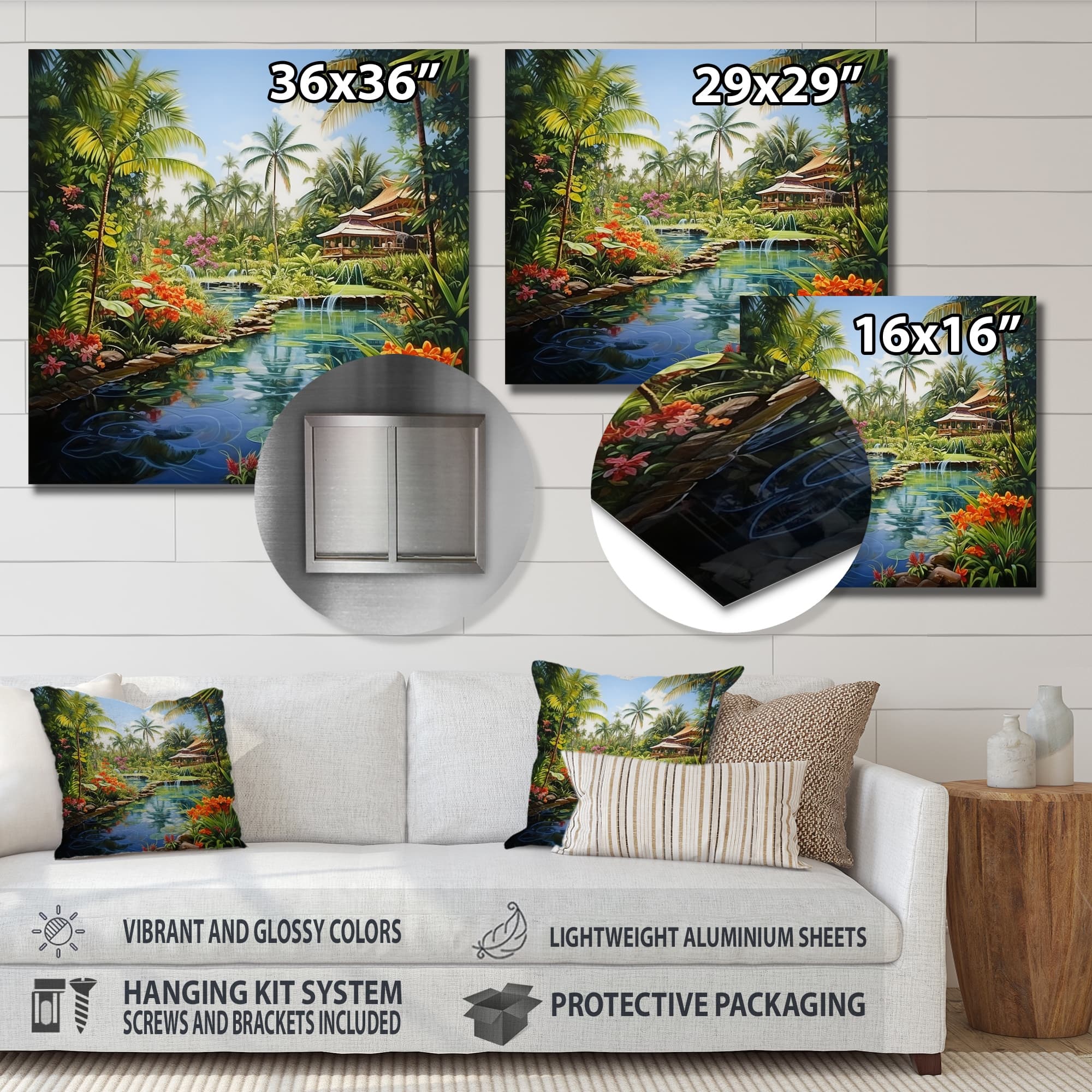 Designart "Bali Bliss Landscape II" Asian Metal Wall Art Bed Bath